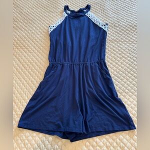 Lilly Pulitzer Navy Blue Lace Trim Romper size S